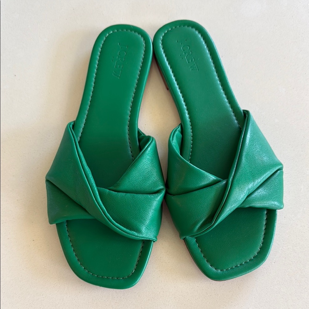 J. Crew Emerald Green Twisted leather slides